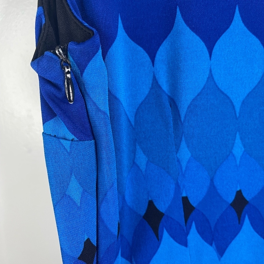 R & K fit and flare sleeveless blue striped dress. - Picture 8 of 10